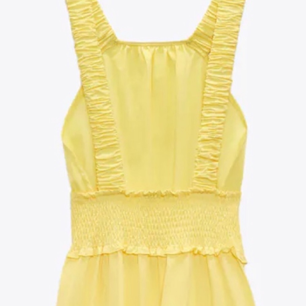 New Beautiful Summer Cotton Yellow Dress Zara Beach Perfect Summer Dress - Picture 5 of 7
